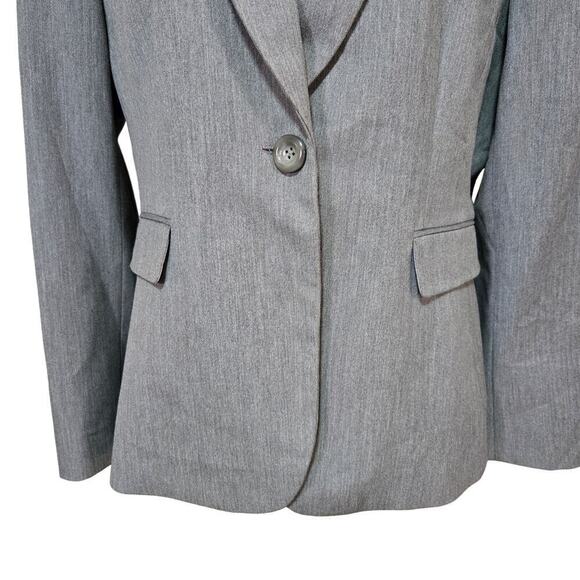 Tahari Gray Blazer Women Size 16 Preppy Career Academia Neutral Minimalist - Picture 7 of 12